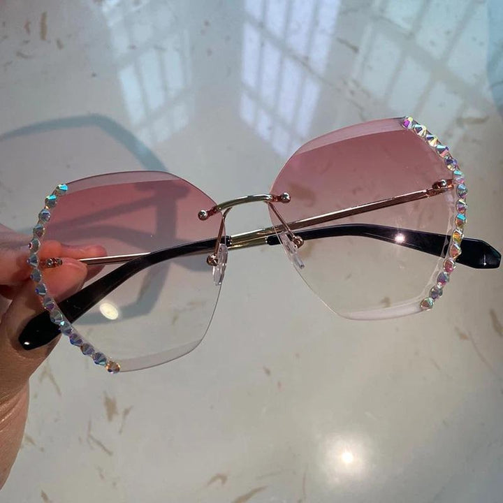 Rimless solbriller med krystall | Skanto