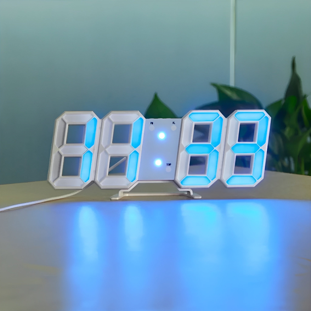 Moderne 3D-LED-Wanduhr – Digital skjerm i en kraftig optikk