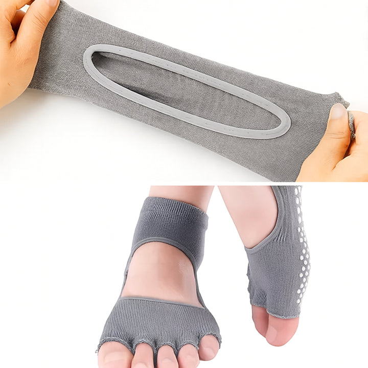 Slip Yoga Grip Socks – Åpen Tå & Pustende – Gummiert Såle for Kvinner – Stabilitet Balanse Komfort i Yoga & Pilates Skanto