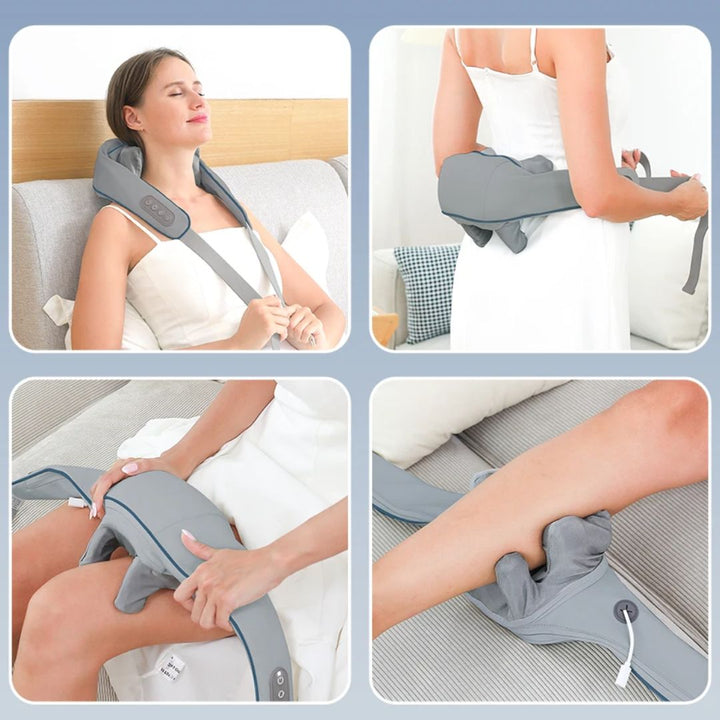 RelaxaPro | Shiatsu nakkemassasje – Varmeavlastning – Trådløs design – Ideell for kontor- og hjemmebruk Skanto