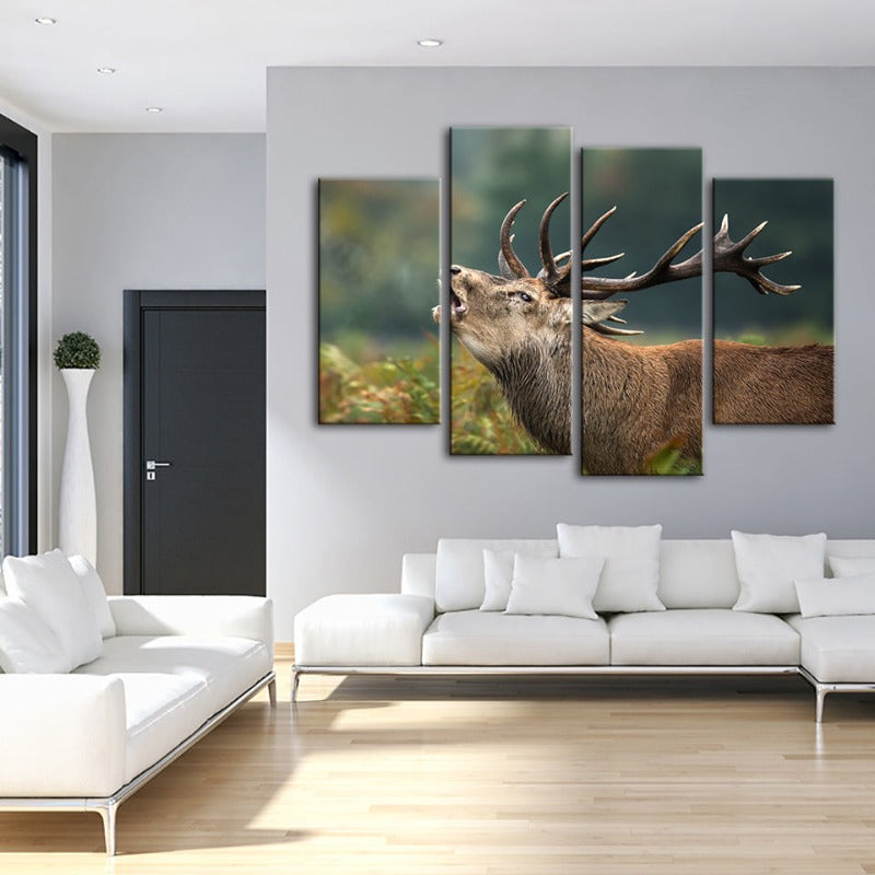 4 Piece Bleating Elk - Canvas Wall Art Painting | Skanto