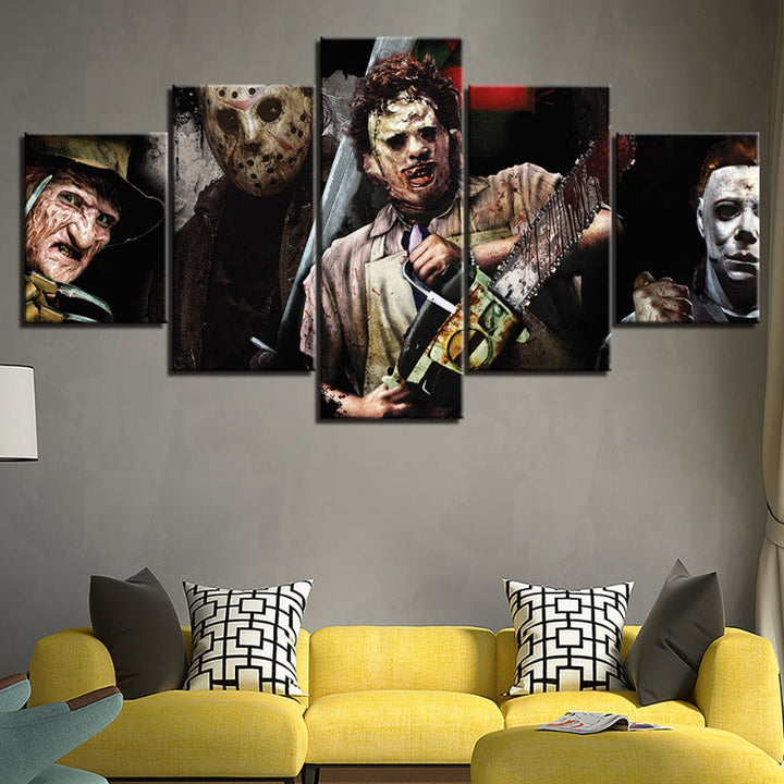 5 deler Iconic Monster og Killer - lerret vegkunst maleri | Skanto
