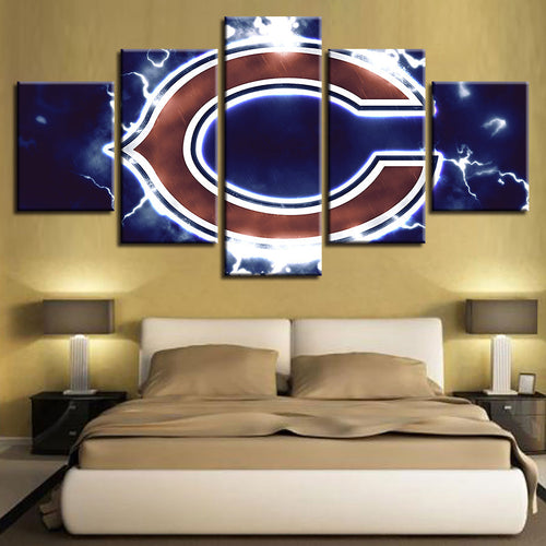 Charged Chicago Bears 5 Stykker-Canvas Veggkunst Maleri | Skanto