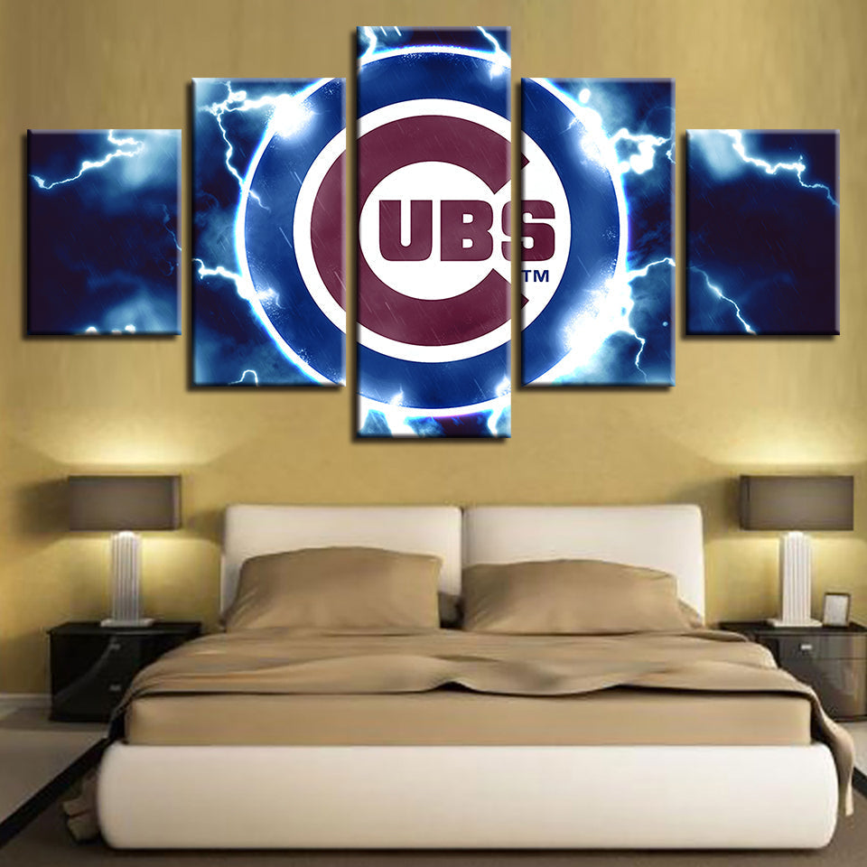 Charged Chicago Cubs 5 deler-lerret veggkunst maleri | Skanto
