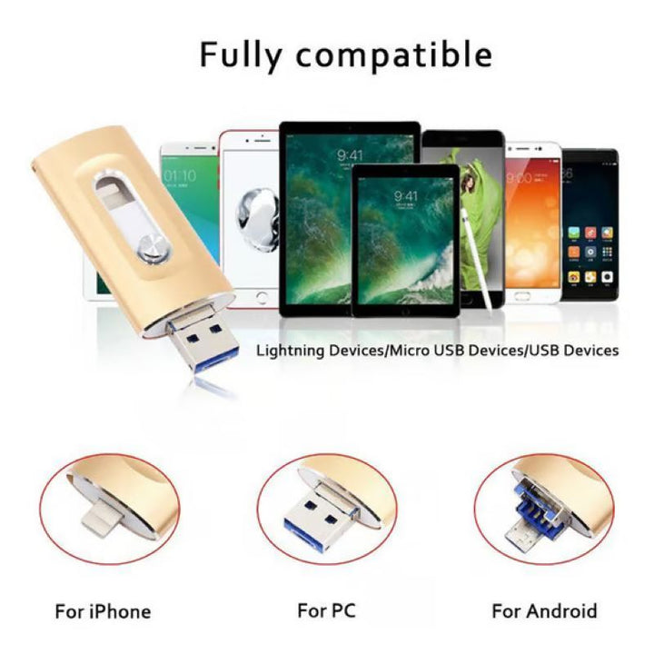 Skanto | 3 i 1 stor kapasitet USB-flash-stasjon for mobiltelefon og datamaskin