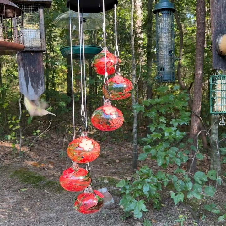 ChimeFeeder håndlaget glass colibri mater med vindklokke Skanto