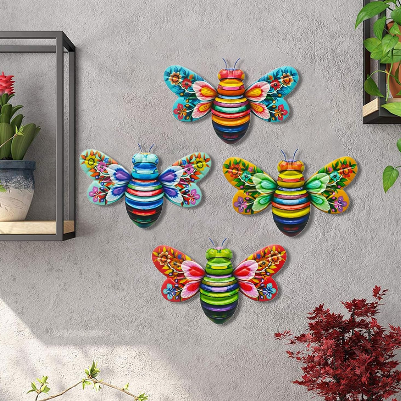 Skanto | Iron Bee Art Sculpture Hengende Veggdekorasjoner for Hage