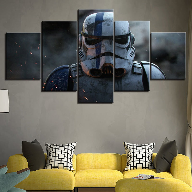 Skanto | Stormtrooper Star Wars - 5 Delt Lerret Veggkunst - Høyoppløselig Trykk