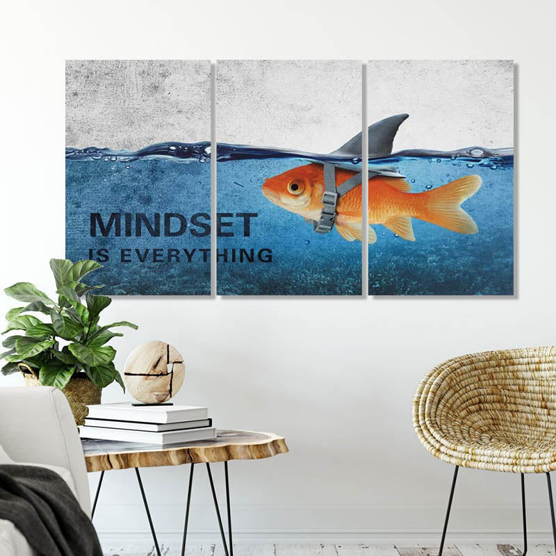 3Pc Abstract Blue Goldfish Shark Posters Canvas Painting | Skanto