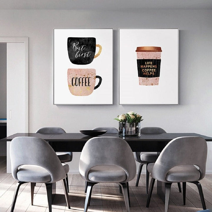 Drikk kaffe gjør godt - lerret veggkunst maleri