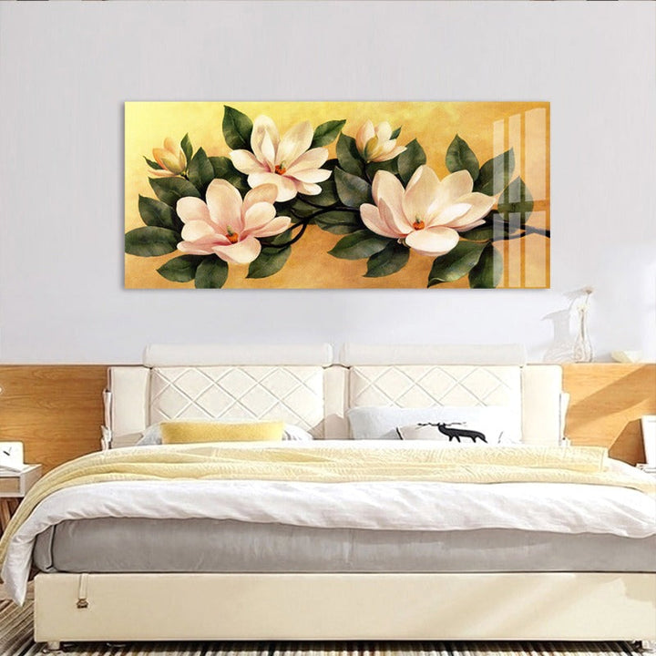 Vintage plakat med magnoliablomster – lerretsbilde
