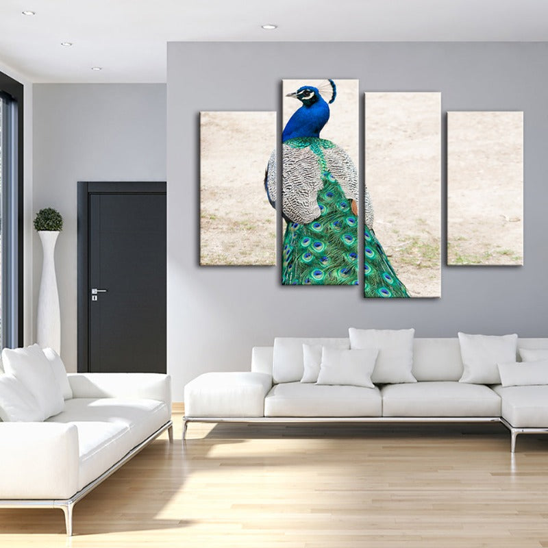 4-delt Rock Elegant Fjær - Lærred Veggkunst Maleri | Skanto