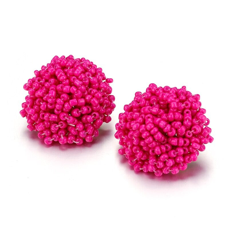 Norvo | Lys og morsom håndlaget multicolor perle pompom stud øredobber