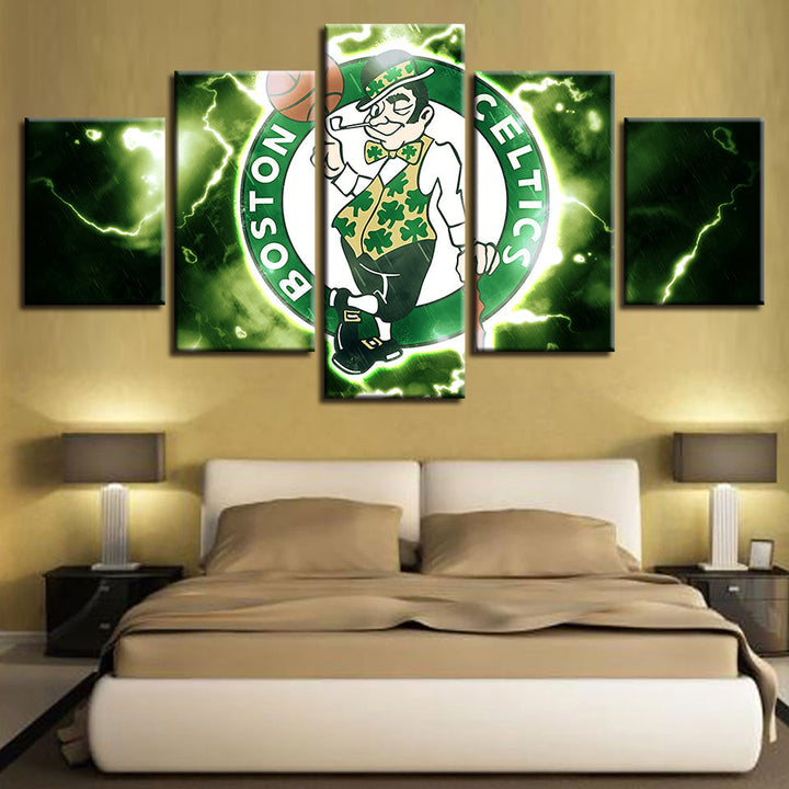 Elektriserende Boston Celtics 5-Delt - Lerret Veggkunst Maleri