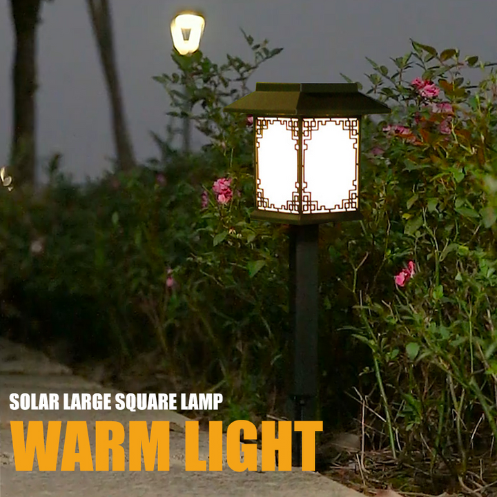 Skanto | Solar LED Hage Lampe – Stor Firkantet Lampe med Varmt Lys og Dobbelt Bruk
