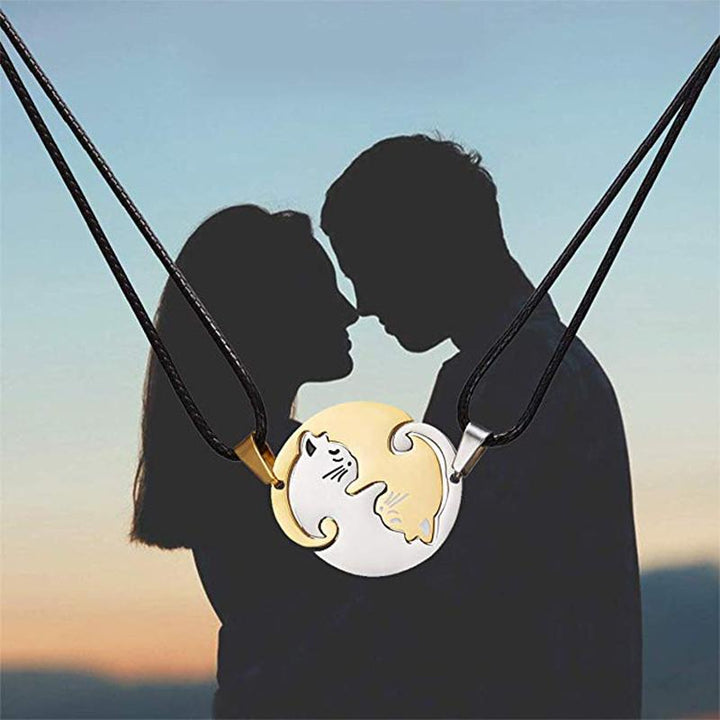 Yin ＆ Yang katt design halskjede | Skanto