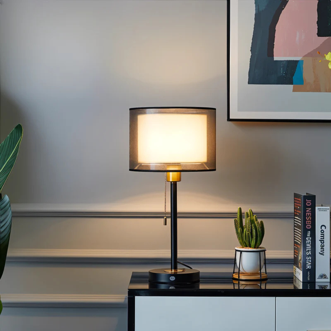 Skanto | Bordlampe med dobbel tekstilskjerm