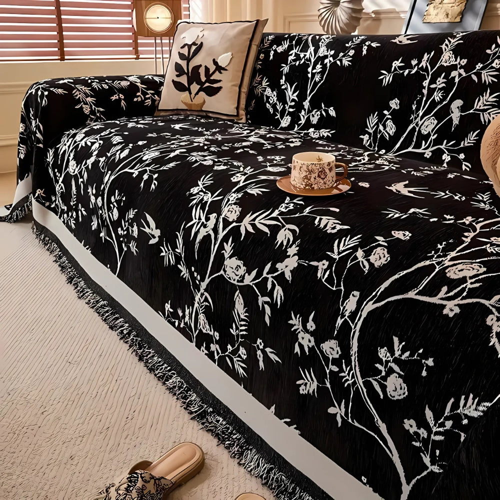 Floral Chenille Sofa Throw | Skanto