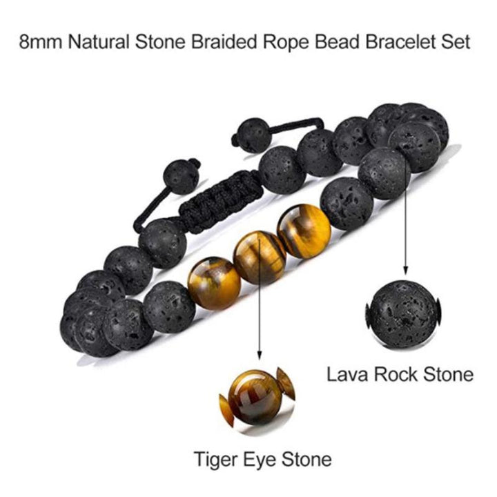 Skanto | Tiger Eye Lava Rock Stone Armbånd