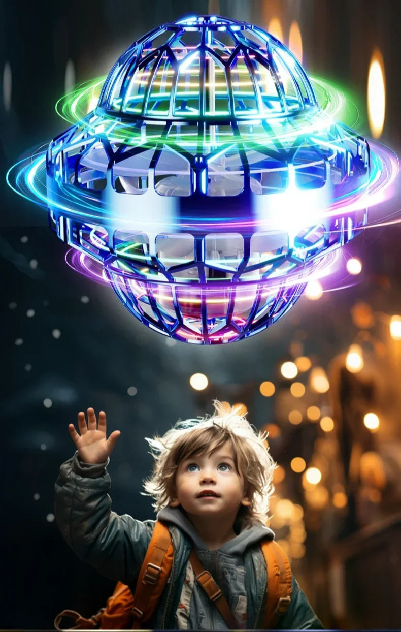 Skanto | Hånddrevet UFO Flygende Ball Leketøy – Svevende Drone med LED Lys, Boomerang Effekt, Perfekt Julegave til Barn