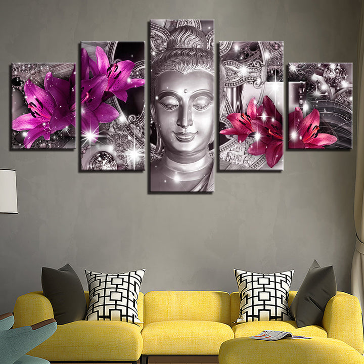 Fredelige liljer 5 deler - lerret veggkunst maleri