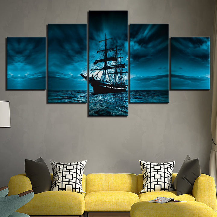 Deep Dark Ship - Lerret Vekst Kunst Maleri