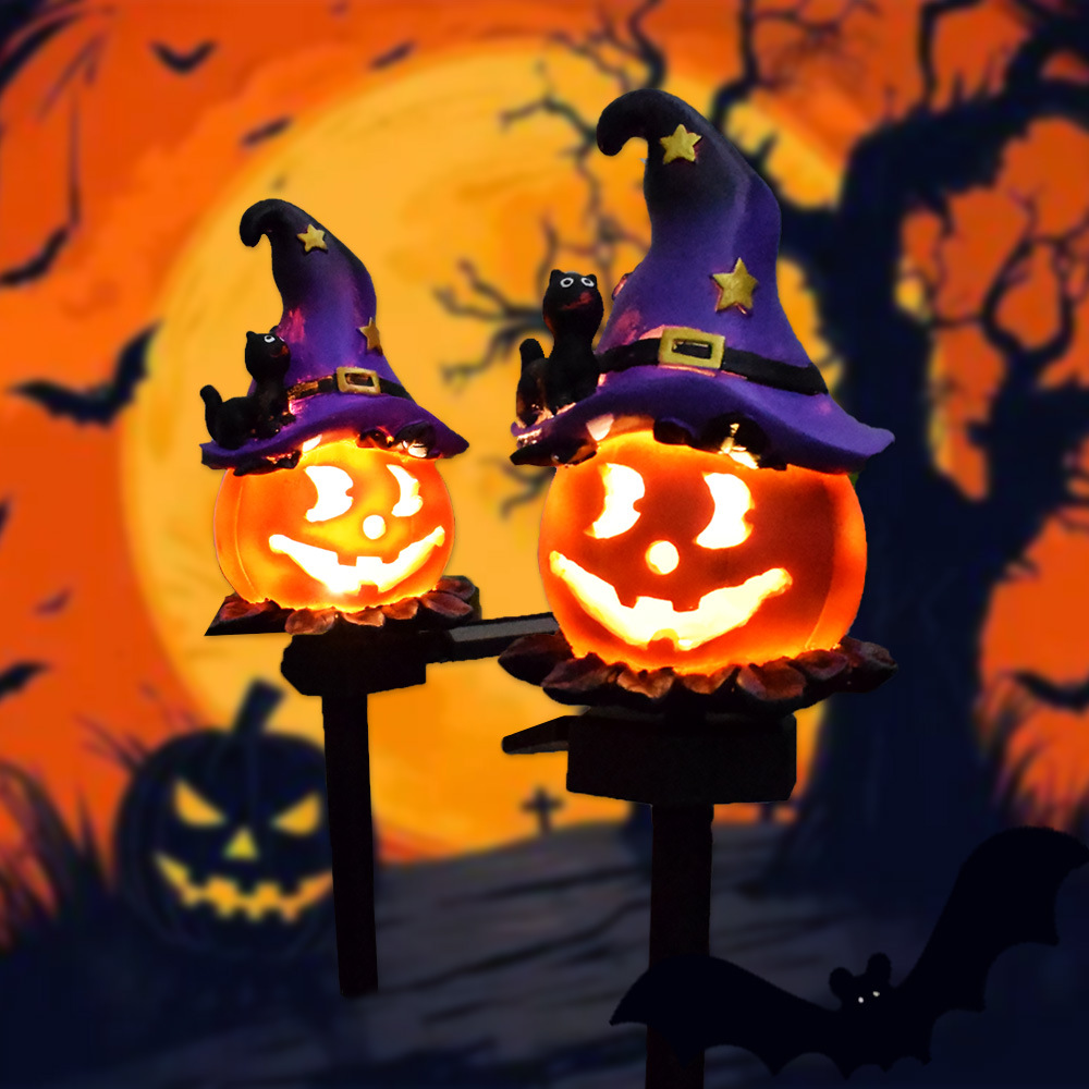 Skanto | Halloween Sollys – Dekorative LED Hage-lys med Gresskar og Heks-designs