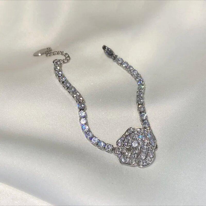 Skanto | Rose Rhinestone Armbånd og Halskjede