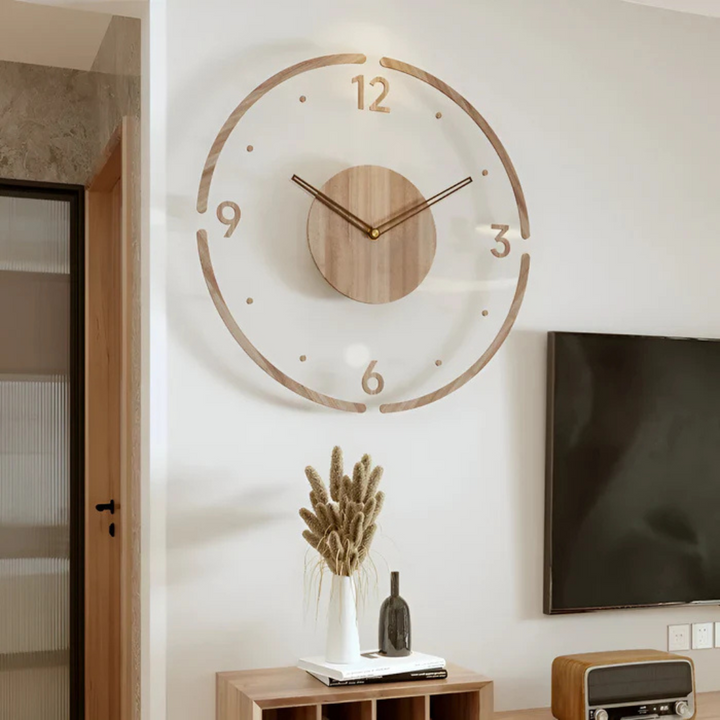 Silent Wall Clock WoodLight – Modern Clock with Acrylic Design for Living Room | Skanto