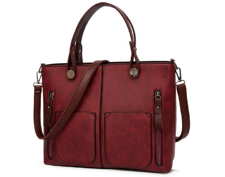Cera - Dobbel Frontlomme Vintage Tote Håndveske | Skanto