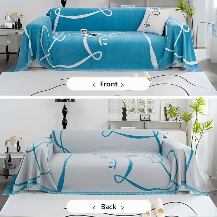 Skanto | Abstrakt Linje Reversible Chenille Sofa Cover