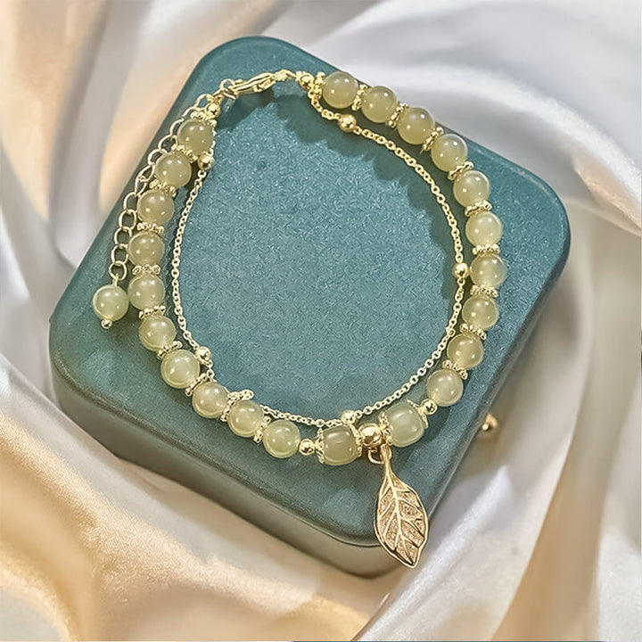 Skanto | Hetian Jade Armbånd med Blad