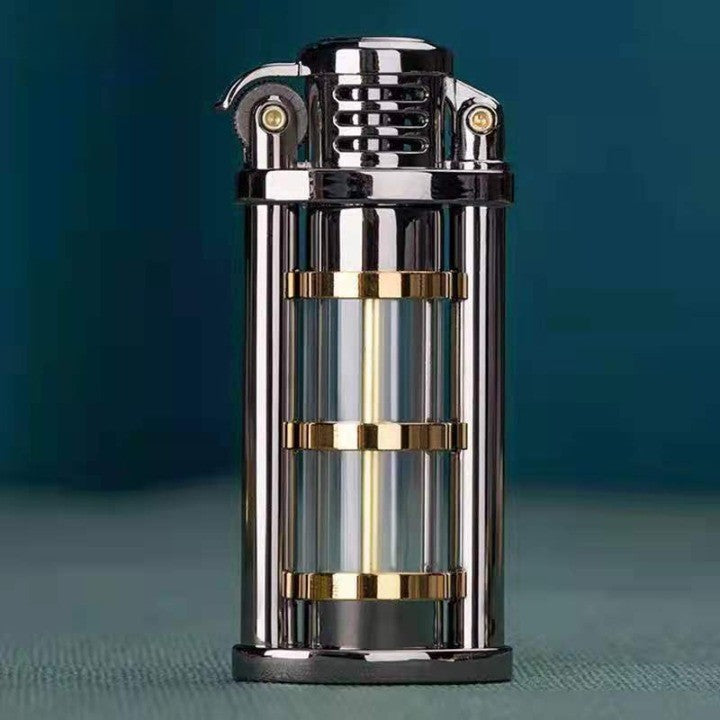 Transparent vindtett Metall Kerosene Flamme Fusjon Lighter | Skanto