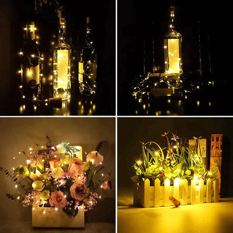 LED Vinflaske Lys Kork Natt Lys DIY Dekor Løft - Stykke | Skanto