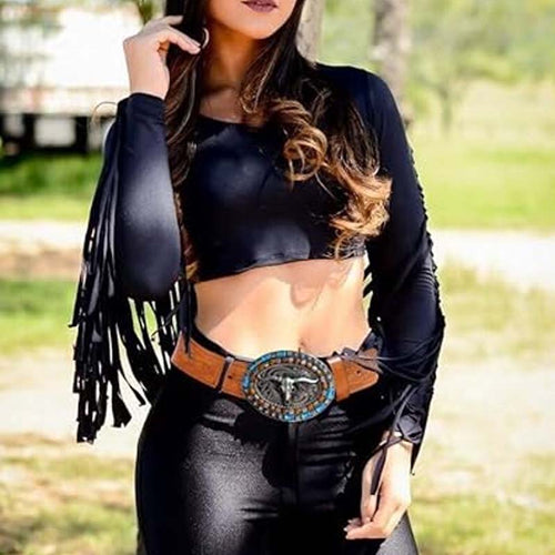 Skanto | Retro Punk Prægede Western Denim Belte
