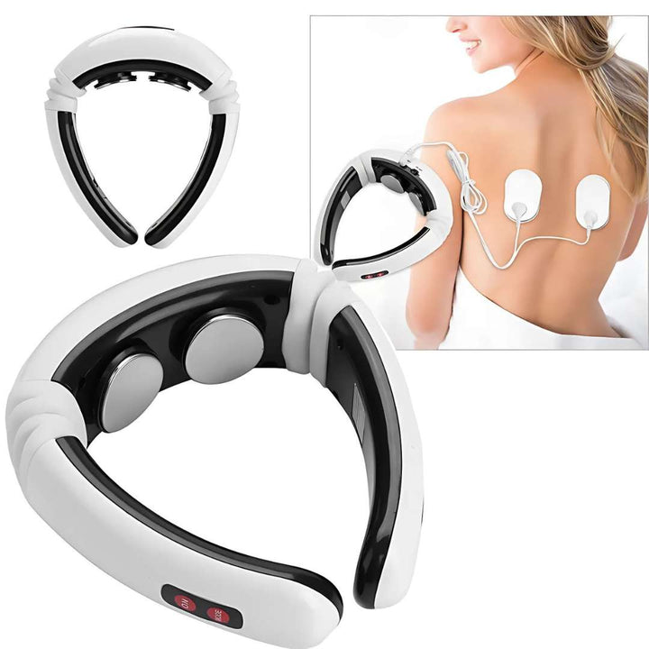 NeckEase | Vibrerende Nakke Massager – Smertelindring – Bærbar Design – Lindrer Stive Muskler – Stress & Spenningslindring Skanto