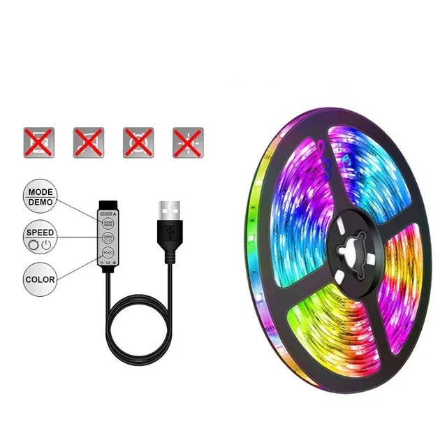 Skanto | RGB LED-bånd med USB-tilkobling - Fargeforandrende lys for omgivelses- og TV-belysning