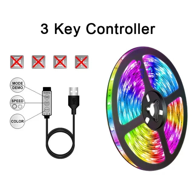 USB LED STRIPE MED FARGEMINE - RGB LYS TIL ROMDEKORASJON & TV BELYSNING | Skanto