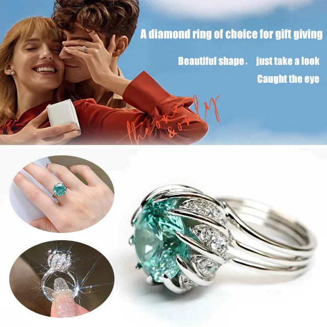 Skanto | 6 Karat Paraiba Blågrønn Lotus Diamant Ring