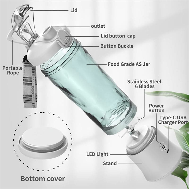 Skanto | Bærbar smoothieblender med 4000 mAh batteri & 600 ml kapasitet
