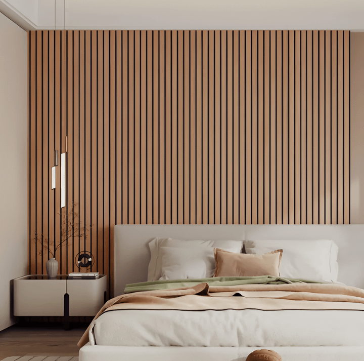 Skanto | 3D Akustisk Panel – Selvklebende Tre-lignende Veggpaneler