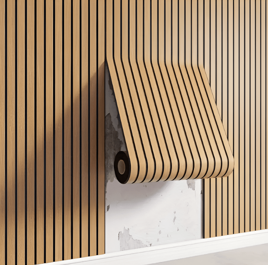 Skanto | 3D Akustisk Panel – Selvklebende Tre-lignende Veggpaneler