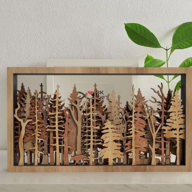 Skanto | Veggdekor - WoodForrest 3D - Fortryllende Skogslandskap - Rev & Tre Skygge