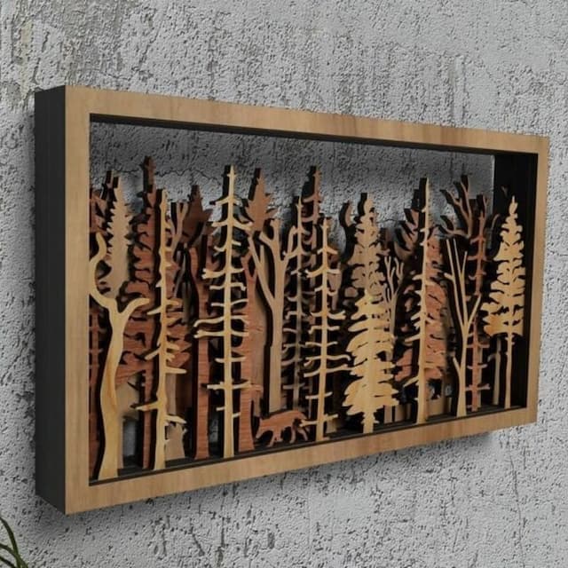 Skanto | Veggdekor - WoodForrest 3D - Fortryllende Skogslandskap - Rev & Tre Skygge