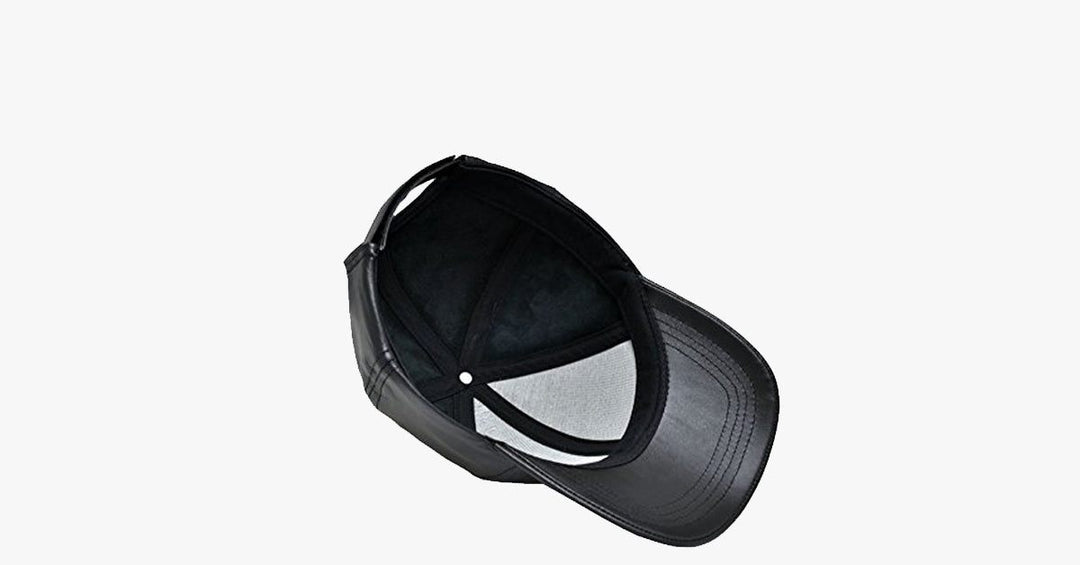 Svart lær justerbar baseball caps | Skanto