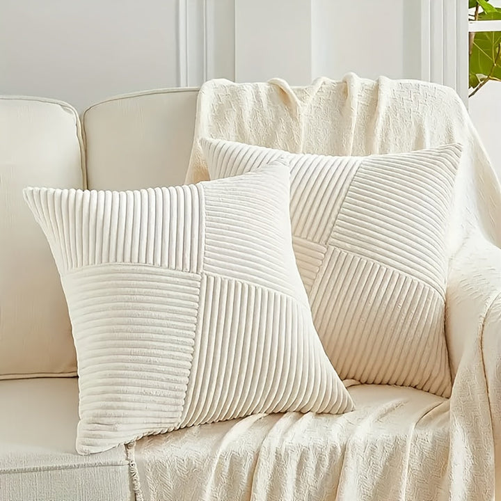 Skanto | NordLiv Putetrekk Sett | Boho Stil | Myk Cord | 2 stykker, 45×45 cm, 50x50cm