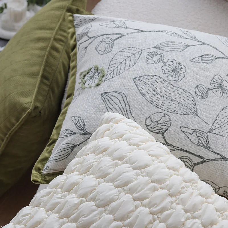 Skanto | Lett luksus kremgrønn putetrekk 45x45cm – Dekorativ jacquard putetrekk