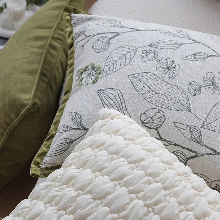 Skanto | Lett luksus kremgrønn putetrekk 45x45cm – Dekorativ jacquard putetrekk