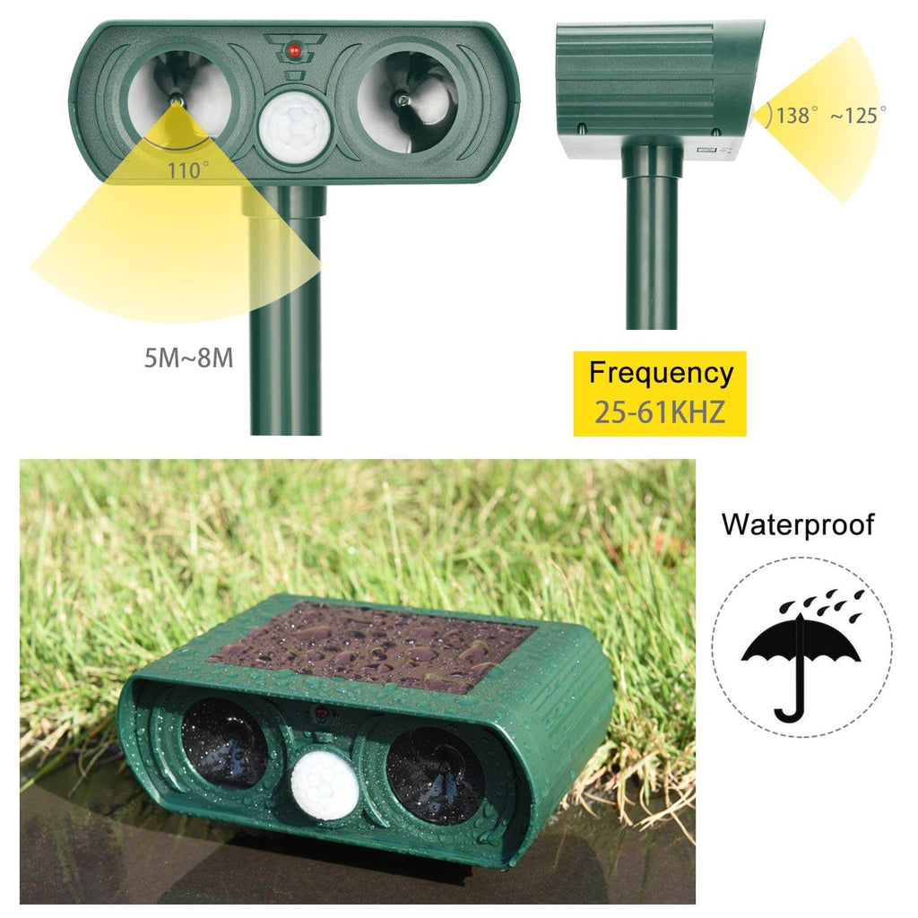 Skanto | Solar Power Ultrasonic Skadedyr Repeller Infrarød Sensor Vanntett Dyreavskrekker