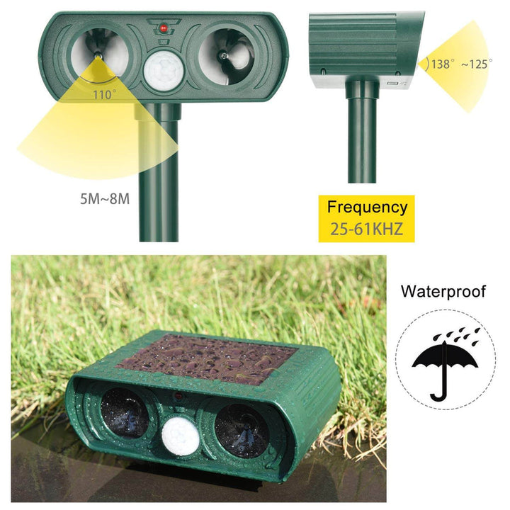 Skanto | Solar Power Ultrasonic Skadedyr Repeller Infrarød Sensor Vanntett Dyreavskrekker